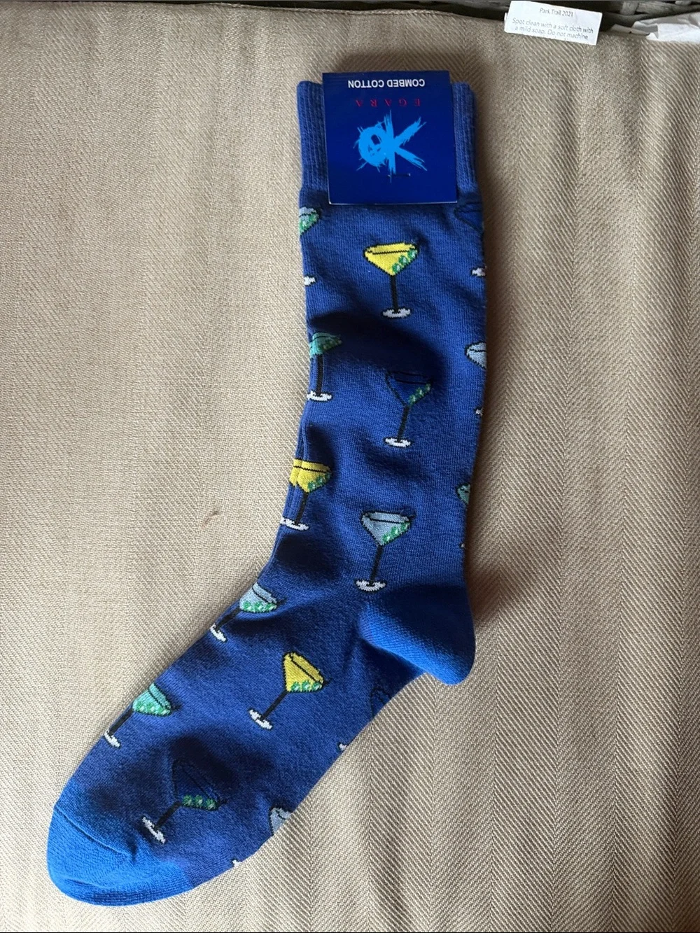 Men's Blue Cocktail Glass Dress Socks by Unknown Brand